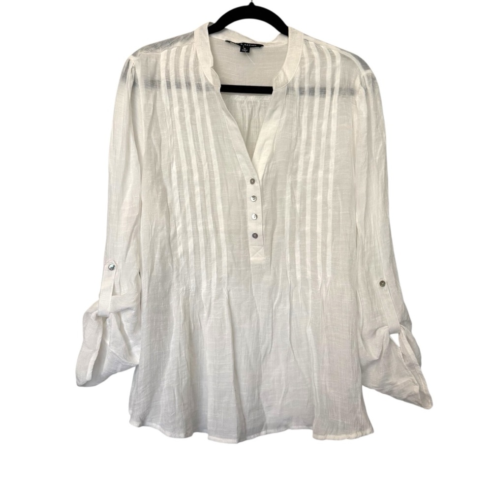 Zac & Rachel Gauze Button Down Blouse White